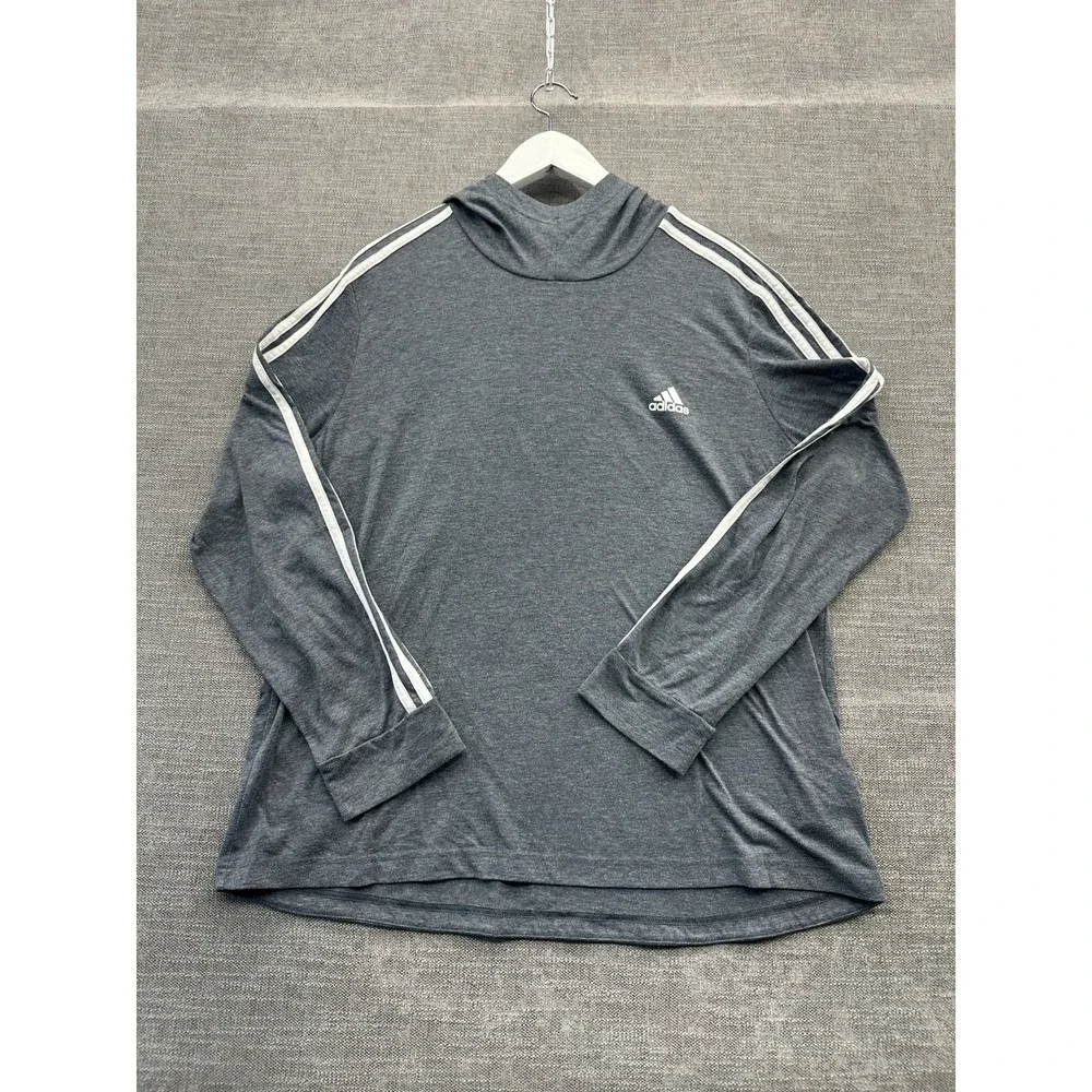 Adidas Aeroready Primegreen Hoodie Men 2XL Heather Gray Striped Running Athletic